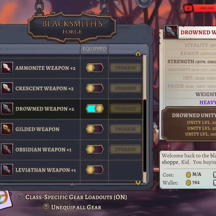 Buying armor from a blacksmith.