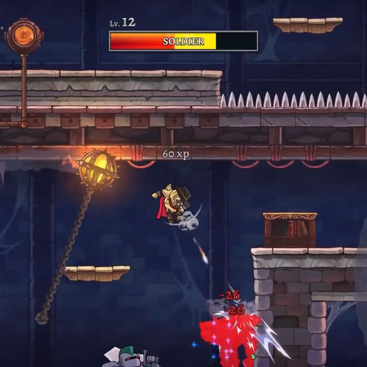 A gunslinger shoots while in the air.