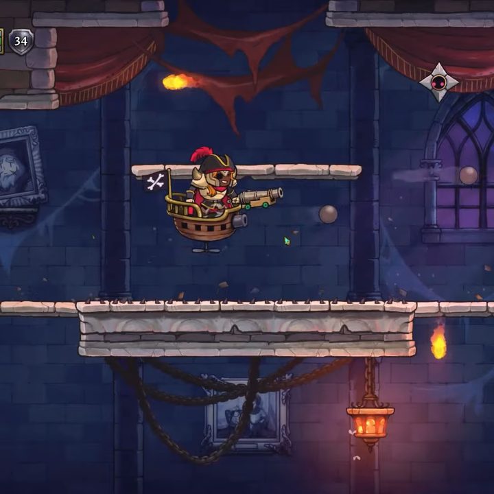 A pirate in a flying ship.
