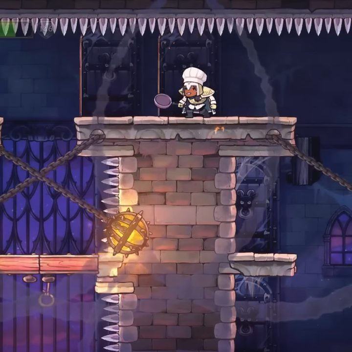 A chef in a trap challenge room dungeon.