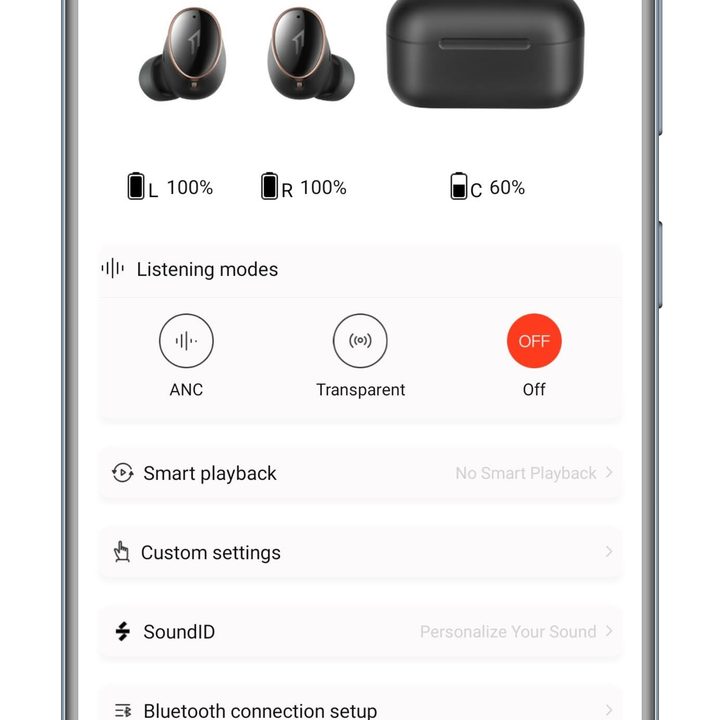 Screenshot of the 1More Music app's home page.
