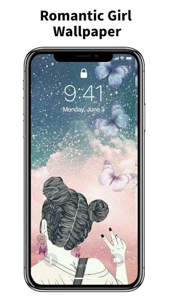 4D Live Wallpaper screen with girl.