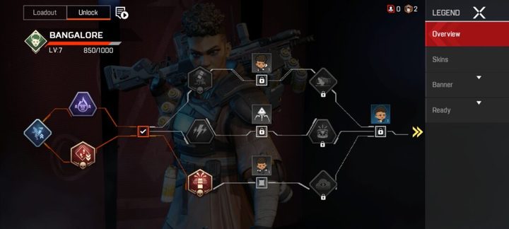 Bangalore's unlock skill tree.