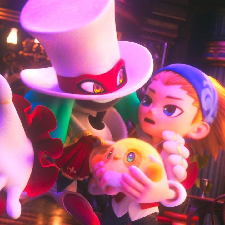 Balan holds a girl in Balan Wonderworld