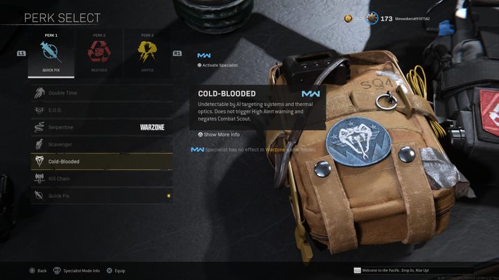 The Cold-Blooded perk in Warzone.