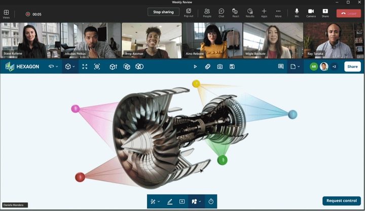 An image of the Hexagon Live Share prototype on Teams.