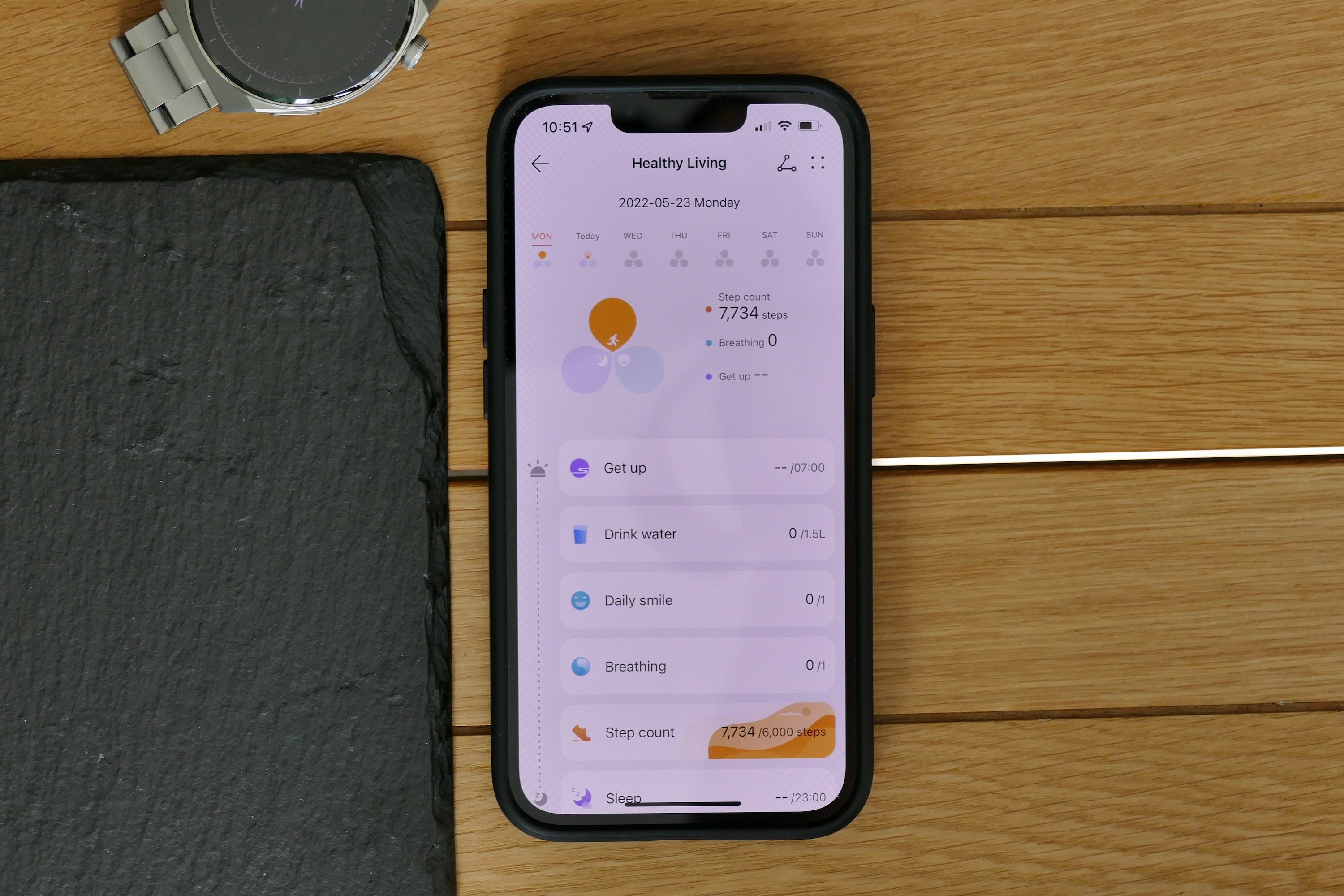 Huawei Health app showing showing the Healthy Living Shamrock data.