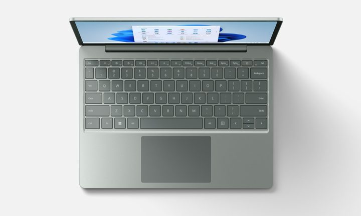 The top of the Surface laptop Go 2 in Sage.