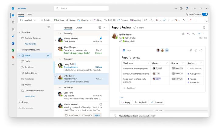 The One Outlook app in Windows 11.