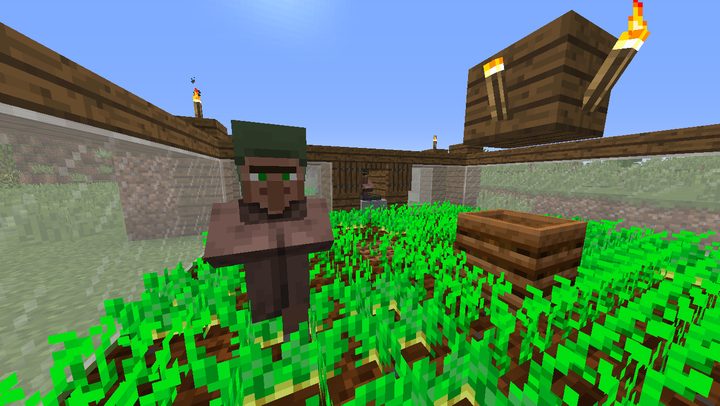 A villager standing in a farm.