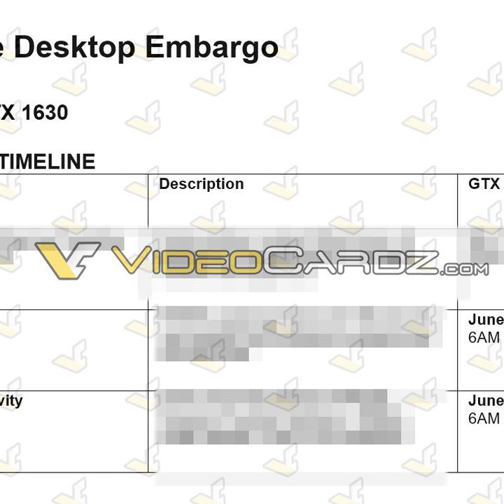 The embargo timeline for the Nvidia GeForce GTX 1630.