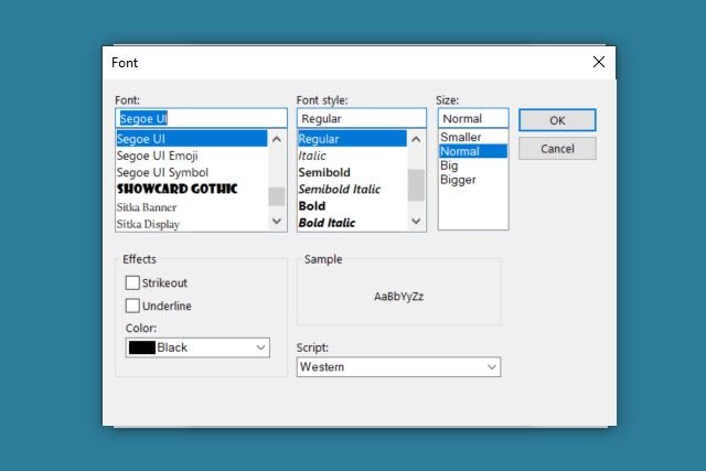 Font options for conditional formatting in Outlook.