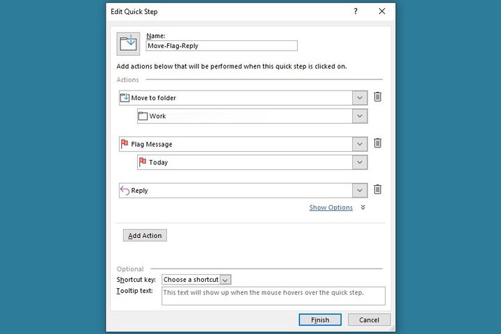 Create a custom Quick Step in Outlook.