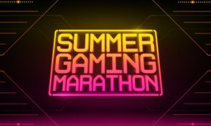 A neon logo for Digital Trends' Summer Gaming Marathon.