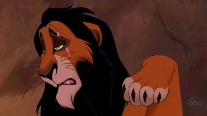 Scar flexing his paw in The Lion Paw.