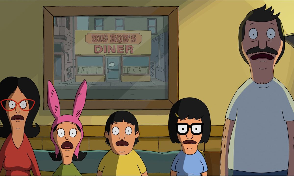 The Belcher family is surprised in The Bob's Burgers Movie.