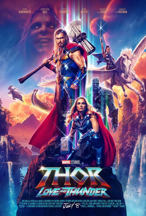A retro style poster for Thor: Love and Thunder.