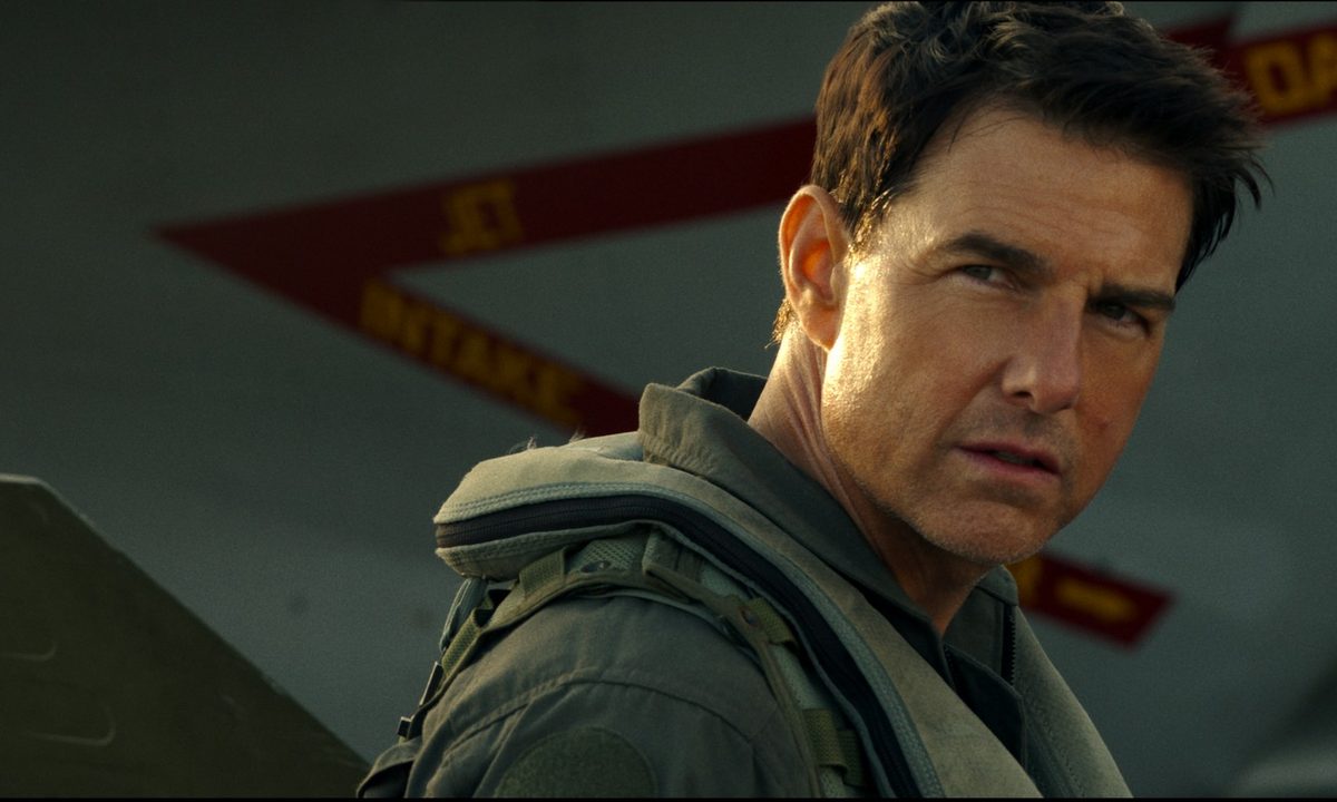 Tom Cruise looking stern in Top Gun: Maverick.