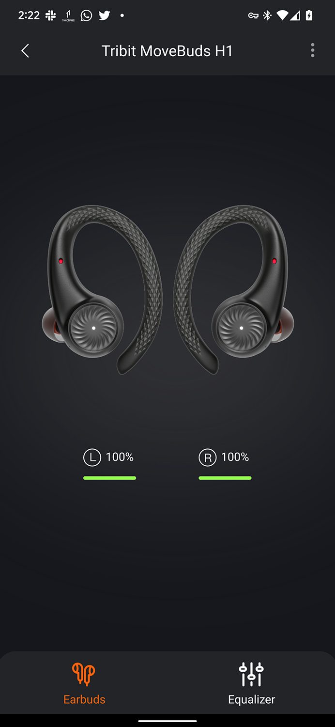 Screenshot of Tribit app.