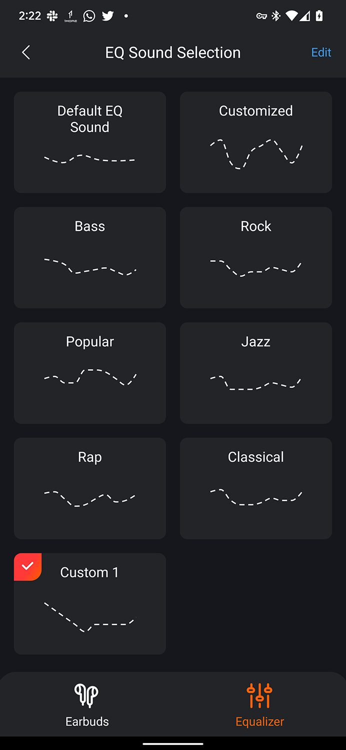 Screenshot of Tribit app.