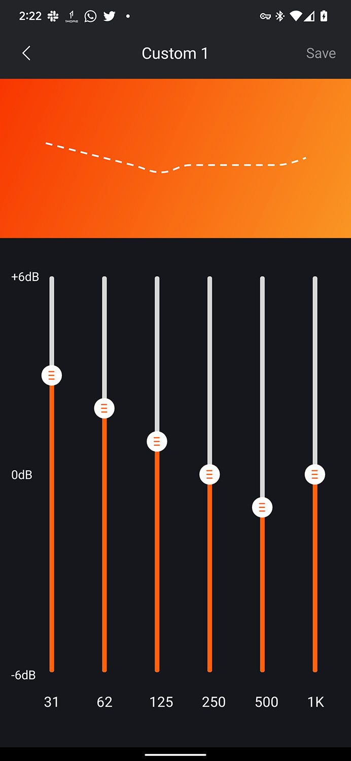 Screenshot of Tribit app.