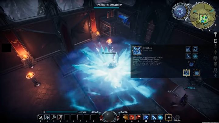 A vampire slamming the ground in a frost explosion.