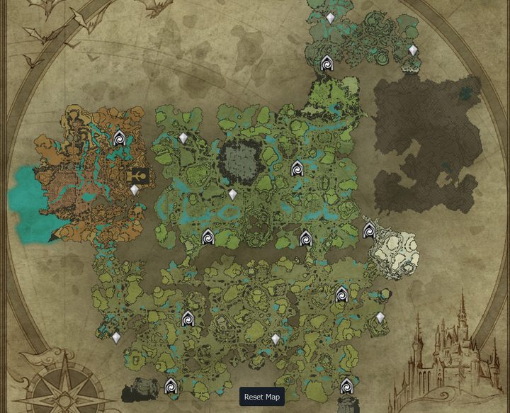 A map of all waygates and caves.