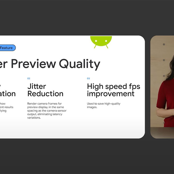 Google I/O 2022 session on how Android 13 improves photo previews in camera apps.