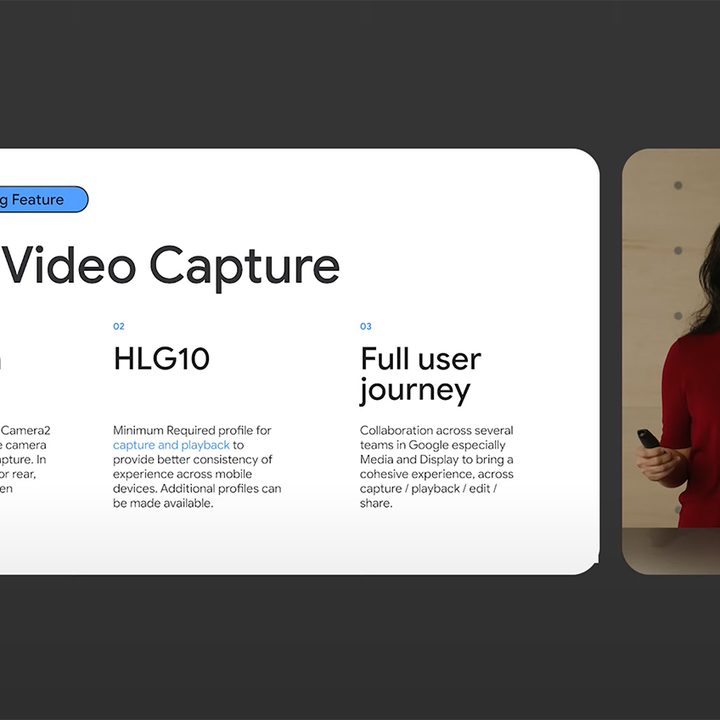 Google I/O 2022 session introducing HDR video in Android 13.