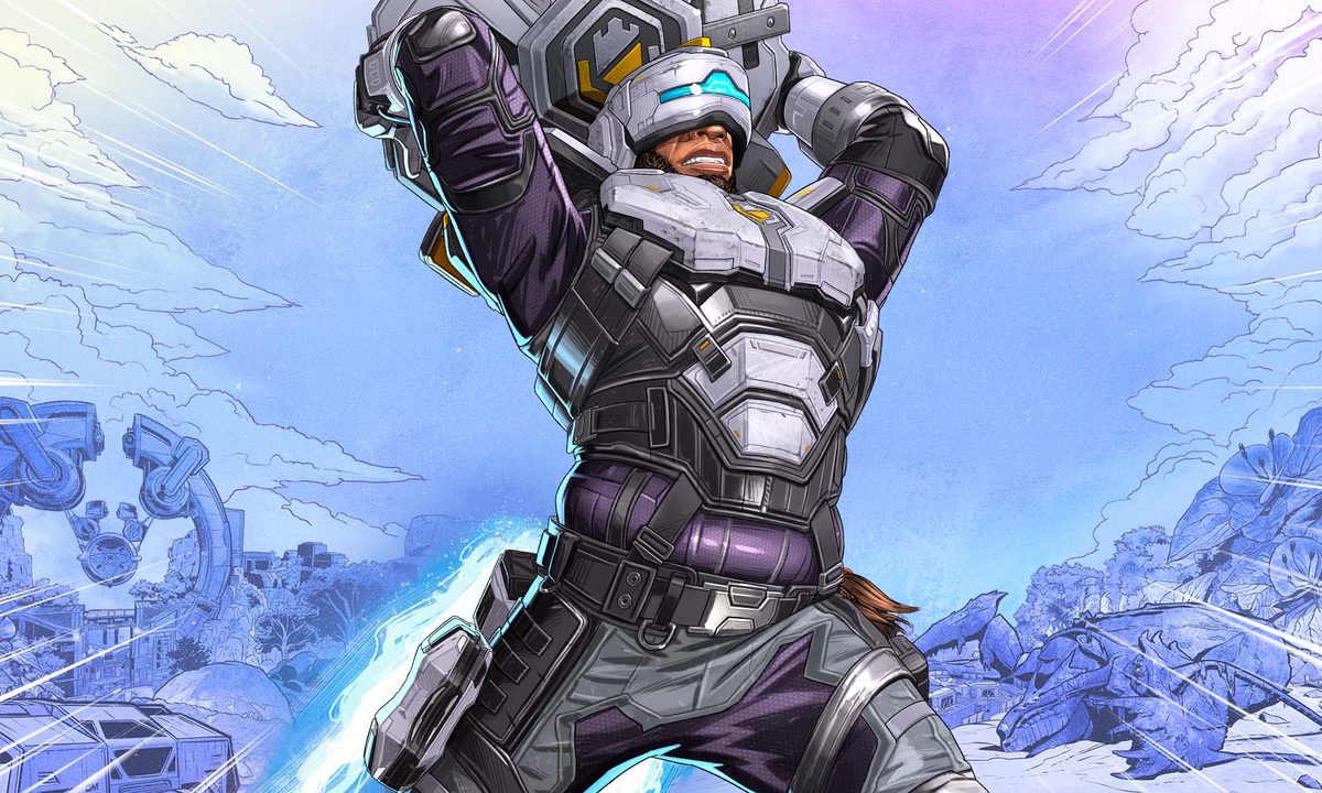 Newcastle raises his shield in Apex Legends.