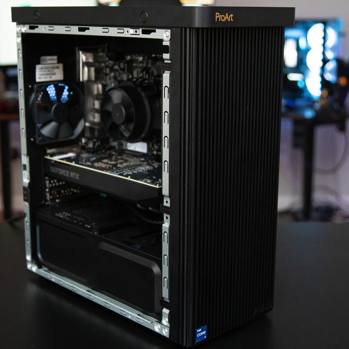 ASus ProArt PD5 desktop sitting on a table.
