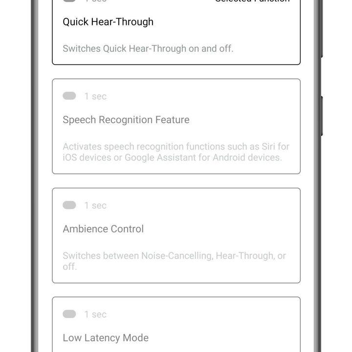 A-T Connect app showing the select function screen.