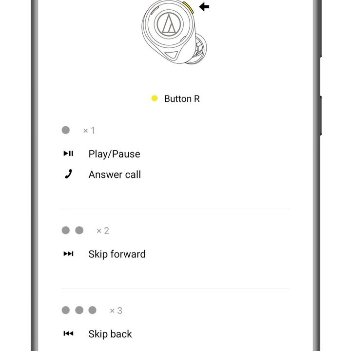 A-T Connect app showing the control guide screen.