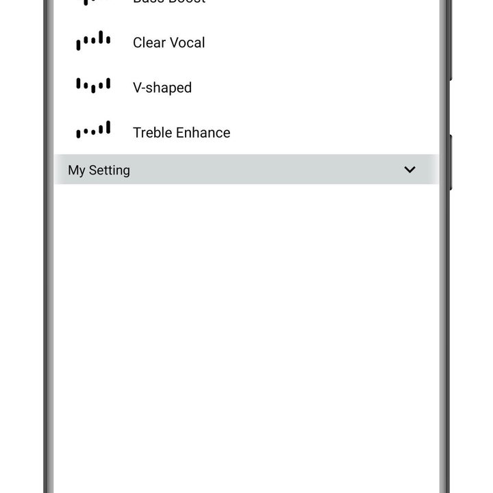 A-T Connect app showing the equalizer presets.