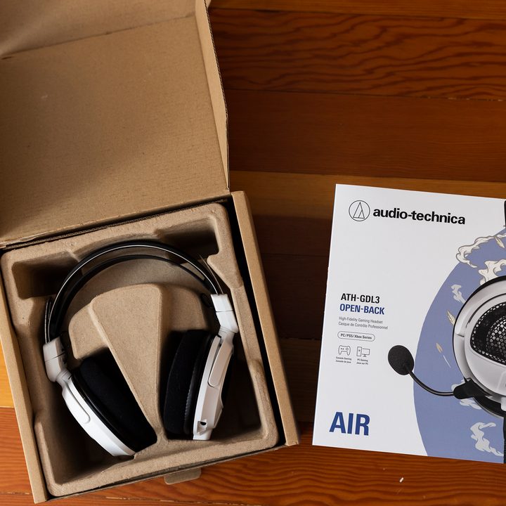 Audio-Technica ATH-GDL3 open-back gaming headphones in their box.