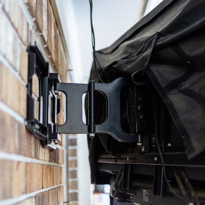 The articulating mount for a TV.