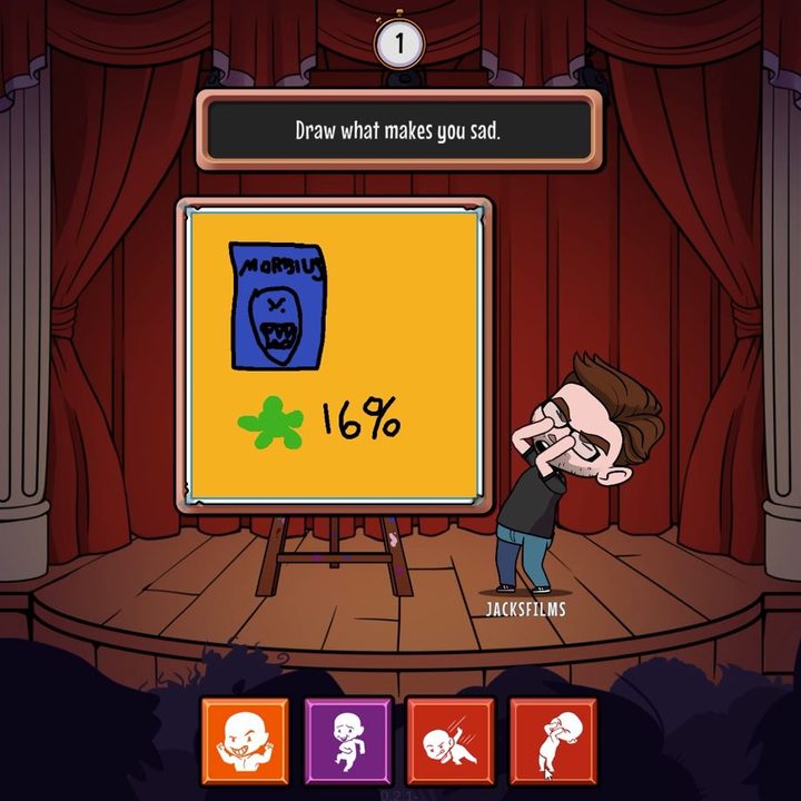A character cries at Morbius' failure in Be Funny Now.