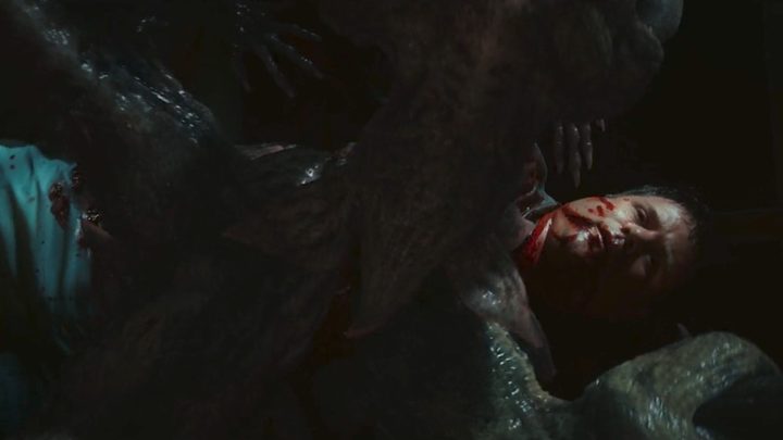 Bob lies dead on the ground in Stranger Things.