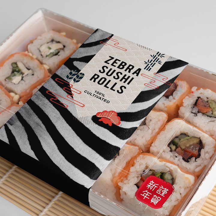 Primeval Foods' zebra sushi rolls.