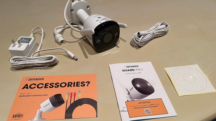 The box contents of the Defender Guard Pro 2K.