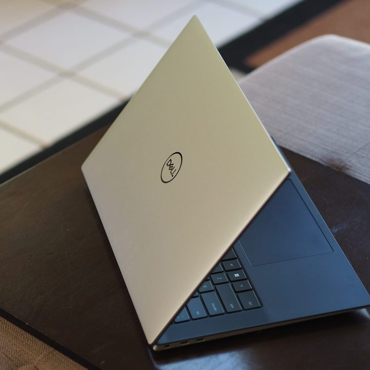 Dell XPS 15 9520 rear view showing lid and logo.