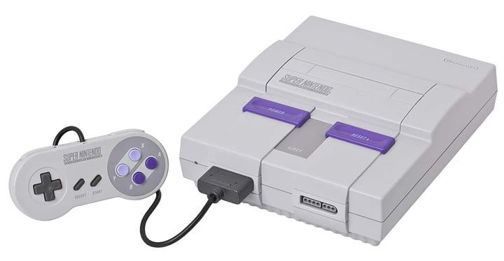 Super Nintendo Entertainment System and controller.