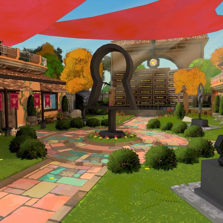 A plaza in Escape Academy.
