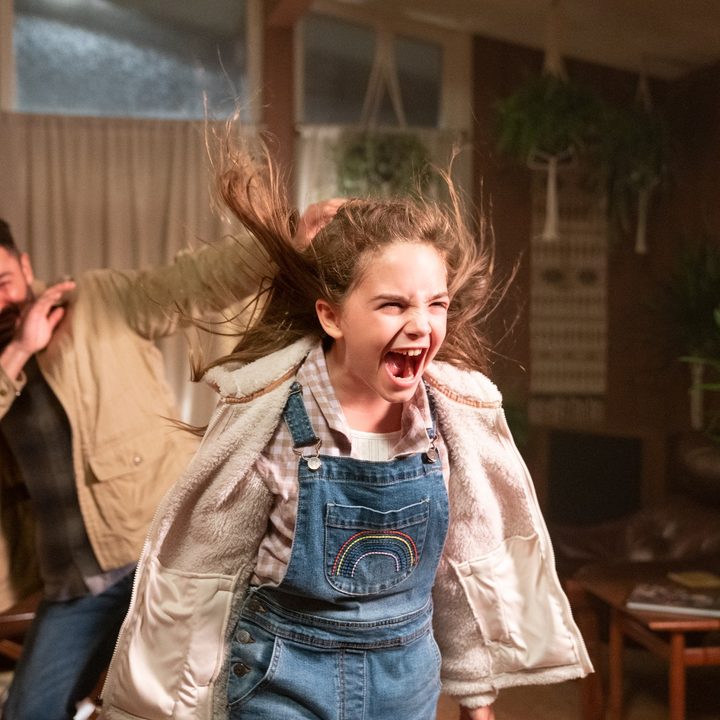 Ryan Kiera Armstrong screams at the camera in a scene from Firestarter.