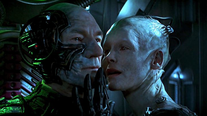 Patrick Stewart and Alice Krige star in Star Trek: First Contact.