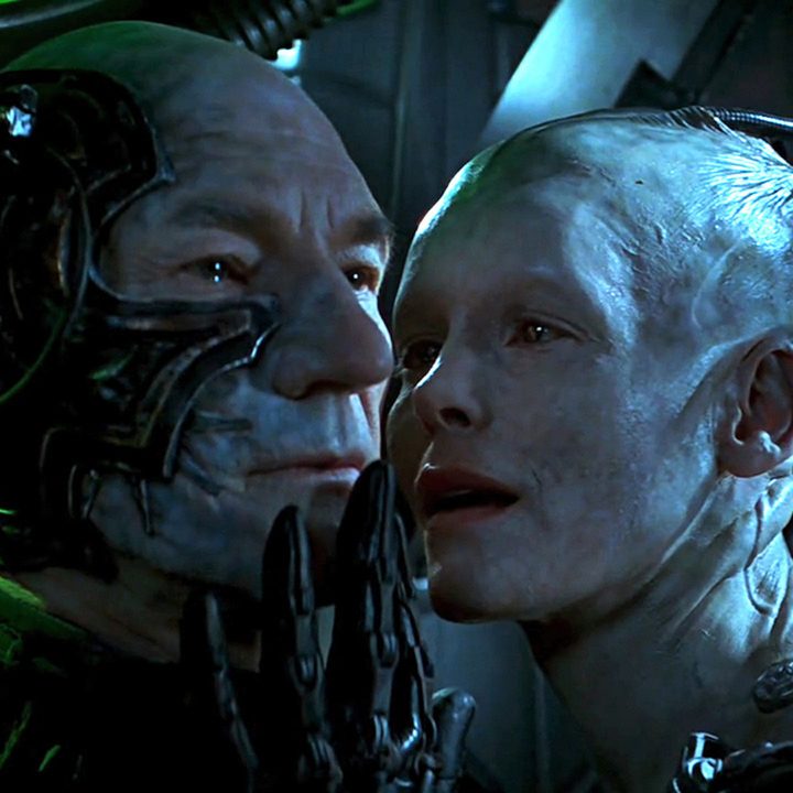 Patrick Stewart and Alice Krige star in Star Trek: First Contact.