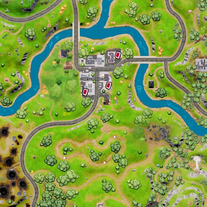 Map of Omni Chips at Coney Crossroads in Fortnite.