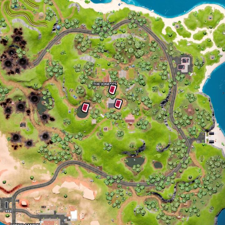 Map of Omni Chips at The Joneses in Fortnite.
