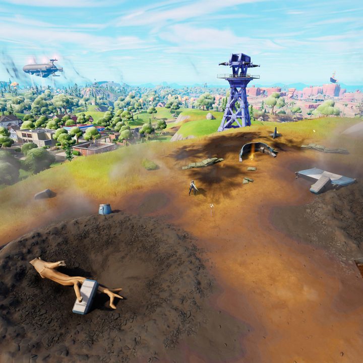 Overhead shot of Jill Valentine by plant in Fortnite.