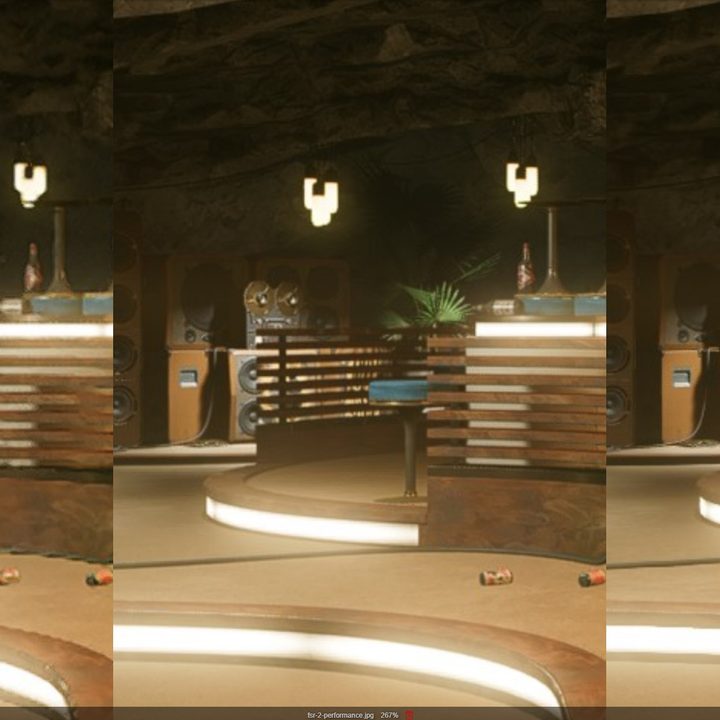 FSR 2.0 comparison in Deathloop, zoomed in.